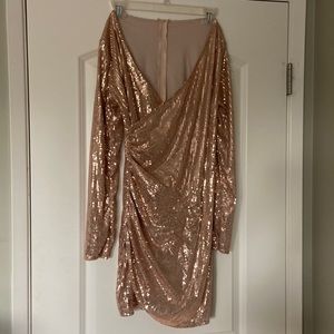 Rose gold sequin cocktail dress